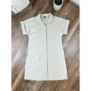 Kal Rieman Holly Kimono Shirt Dress Tan Button Up Rolled Sleeves Dress